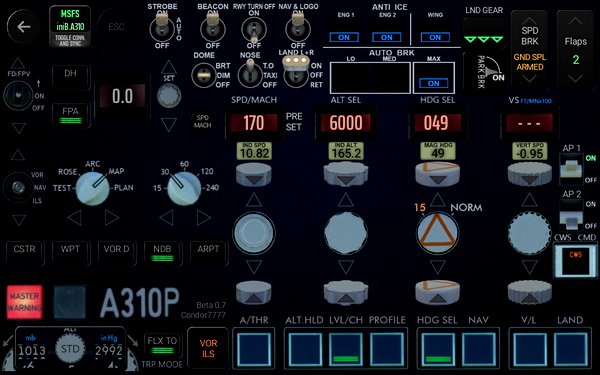 Touch Portal Page FCU and EFIS for INIBUILDS A310 - for Microsoft Flight Simulator