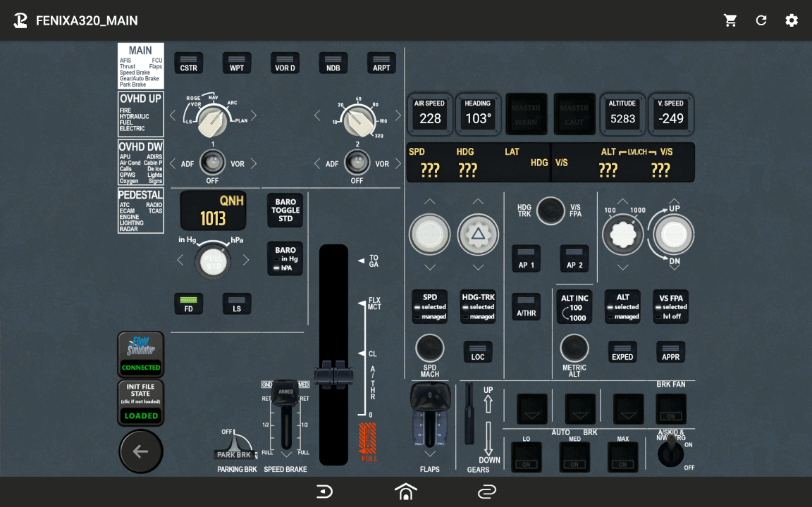 Touch Portal pages for Fenix Simulations A320 - for Microsoft Flight Simulator
