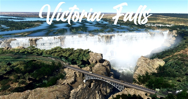 Victoria Falls Scenery Package - Animated Falls & Rapids, 4 Bush Strips, 30 Helipads Microsoft Flight Simulator