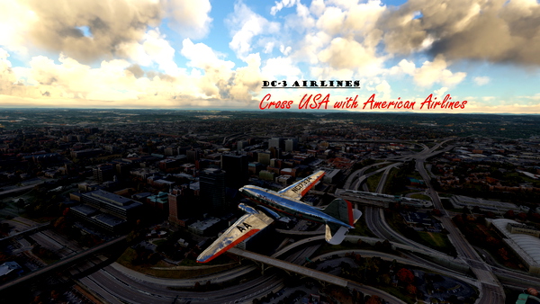 Cross USA with American Airlines in a DC-3 - for Microsoft Flight Simulator