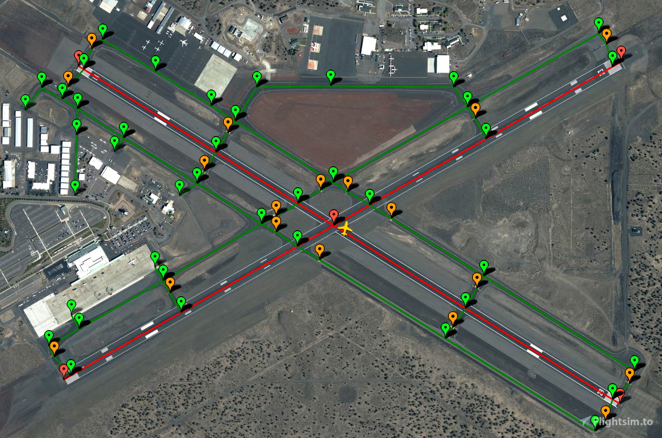 PILOT2ATC KRDM Redmond, Oregon USA, taxiways & gates pour Microsoft
