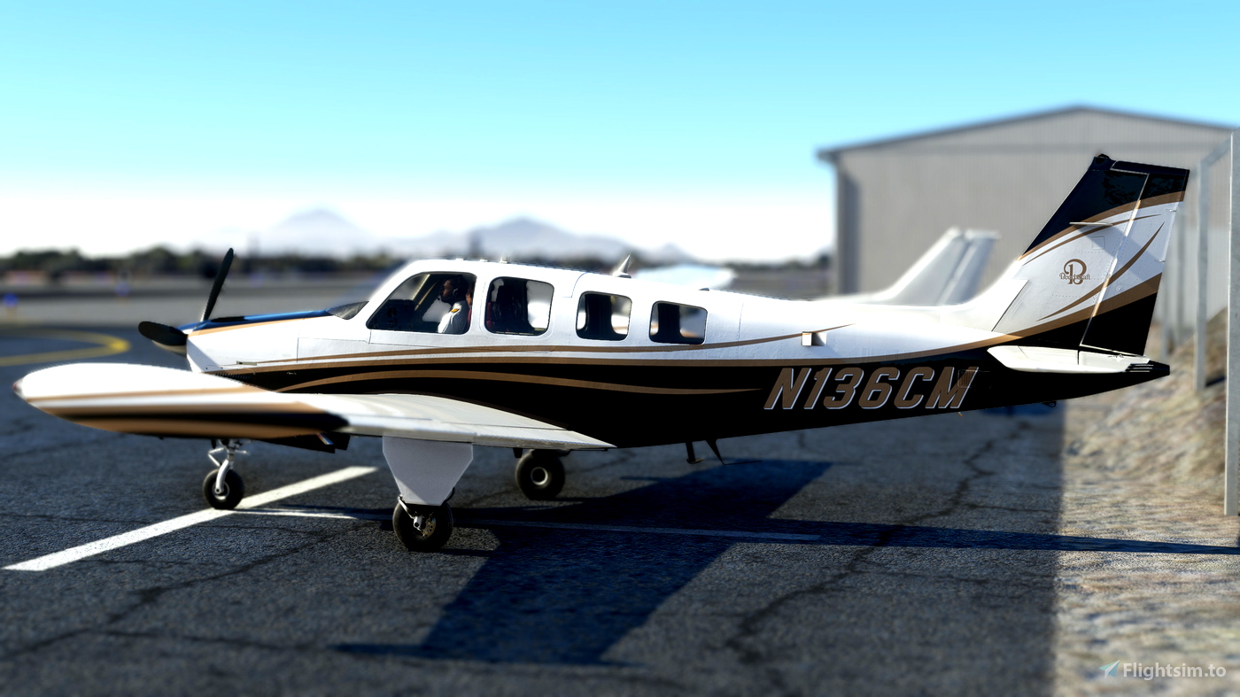 Black Square A36 Turbo Bonanza N136CM for Microsoft Flight Simulator | MSFS