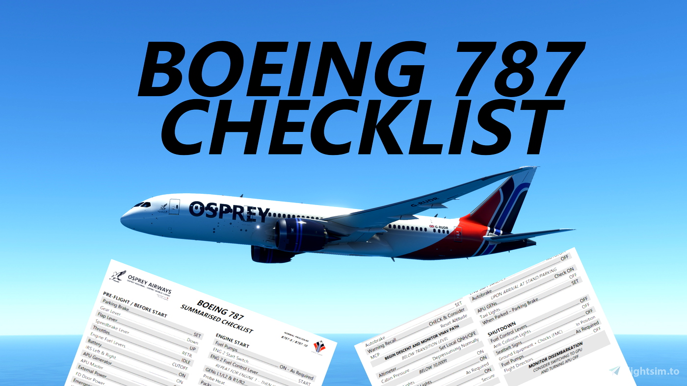 Boeing 787 Checklist for Microsoft Flight Simulator | MSFS