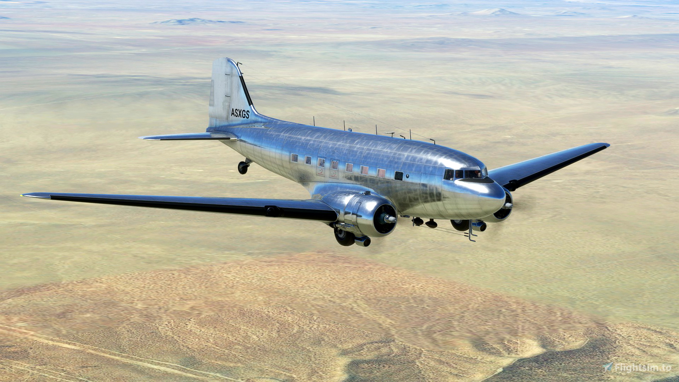 DC-3 Bare Metal with Reworked Normals - Version C for Microsoft Flight ...