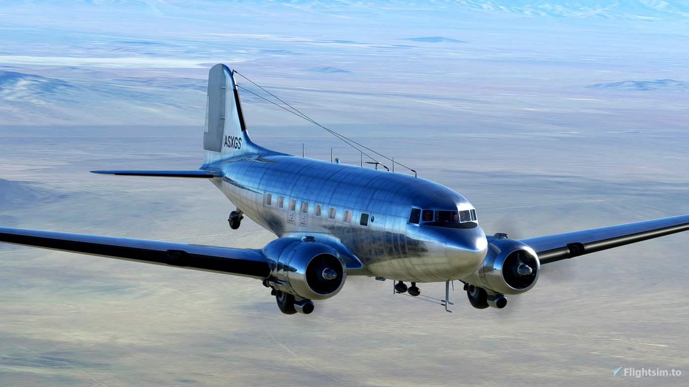 DC-3 Bare Metal with Reworked Normals - Version C for Microsoft Flight ...