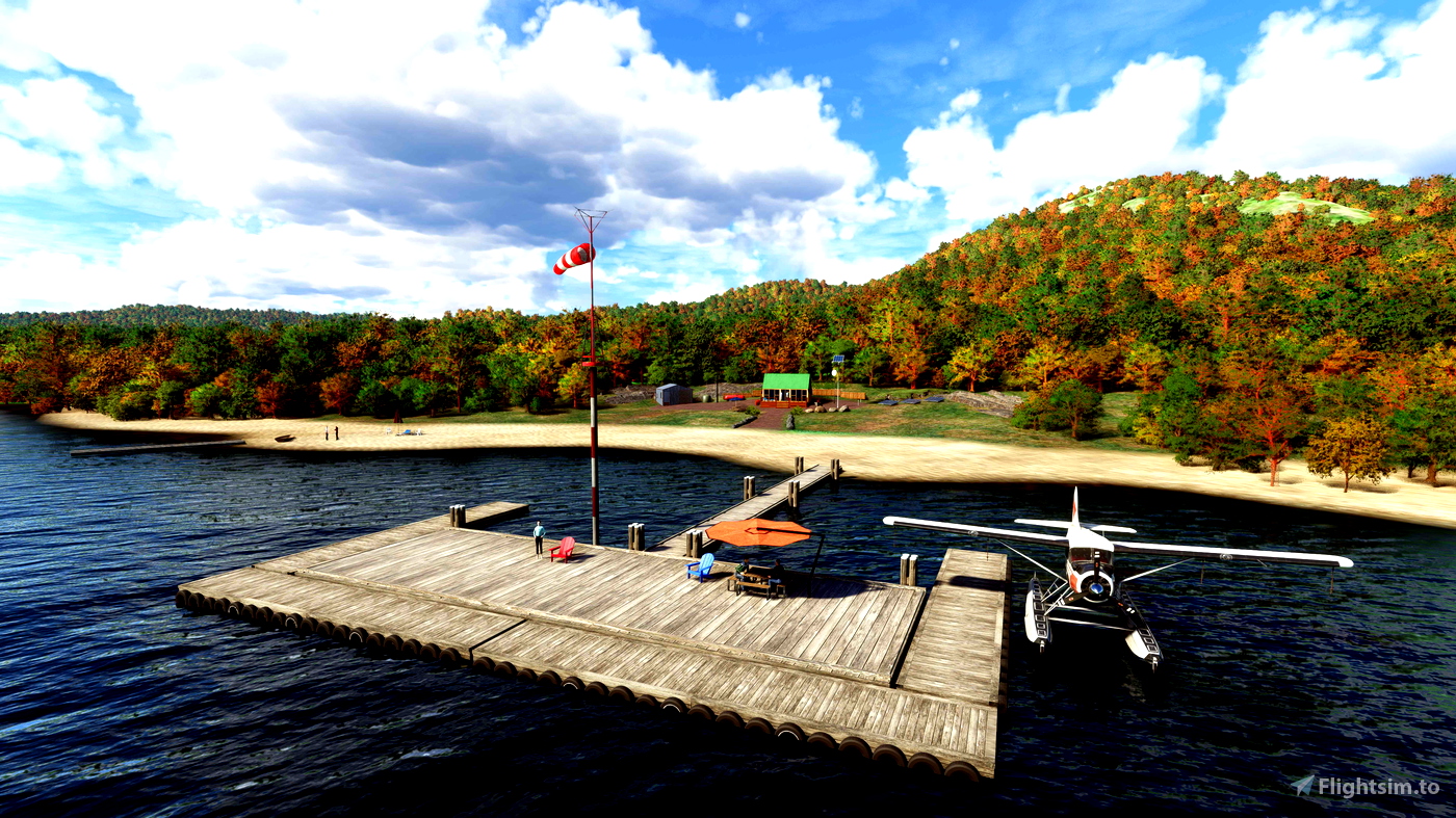 Huron Mountain Club cabin and float plane dock (fictional) for ...