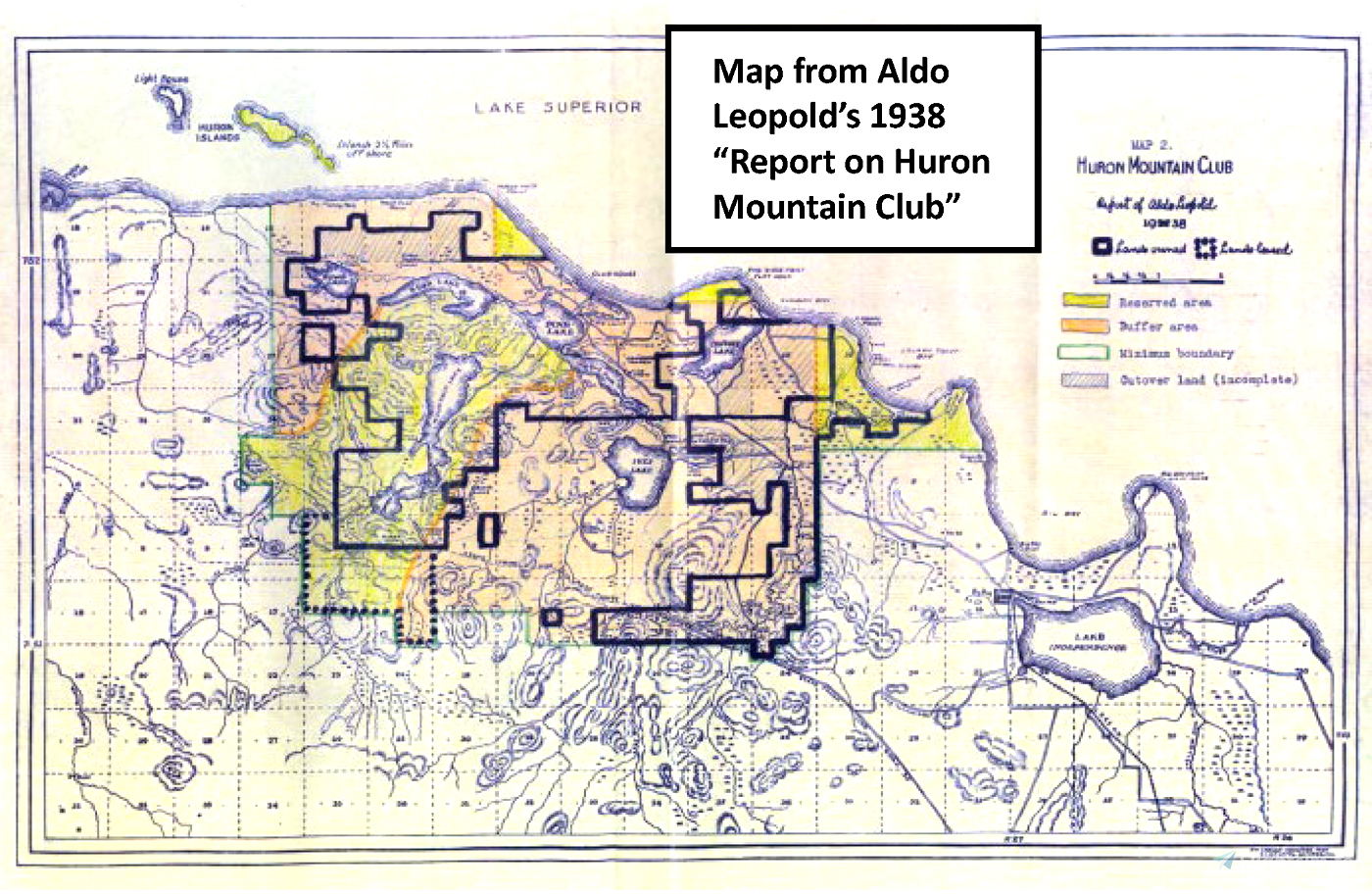 Huron Mountain Club cabin and float plane dock (fictional) for