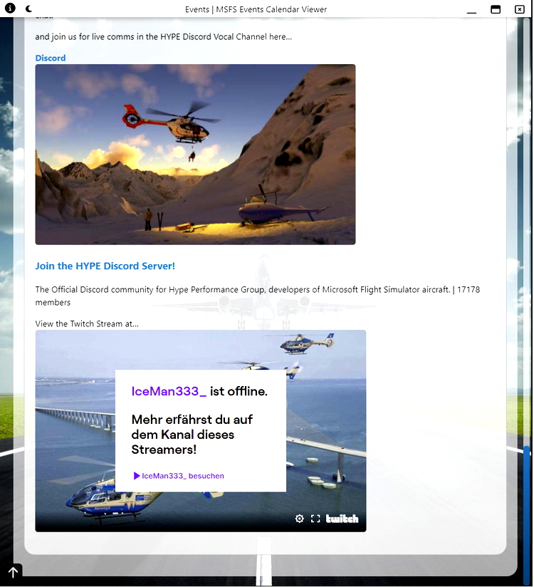 MSFS Events Calendar Viewer 对于 Microsoft Flight Simulator MSFS